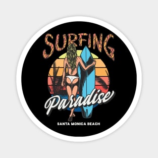 Surfing Paradise Santa Monica Beach Magnet